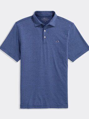 VINEYARD VINES Polo Shirt S SANKATY ST JEAN Stripe Blue Performance Wicking NWT